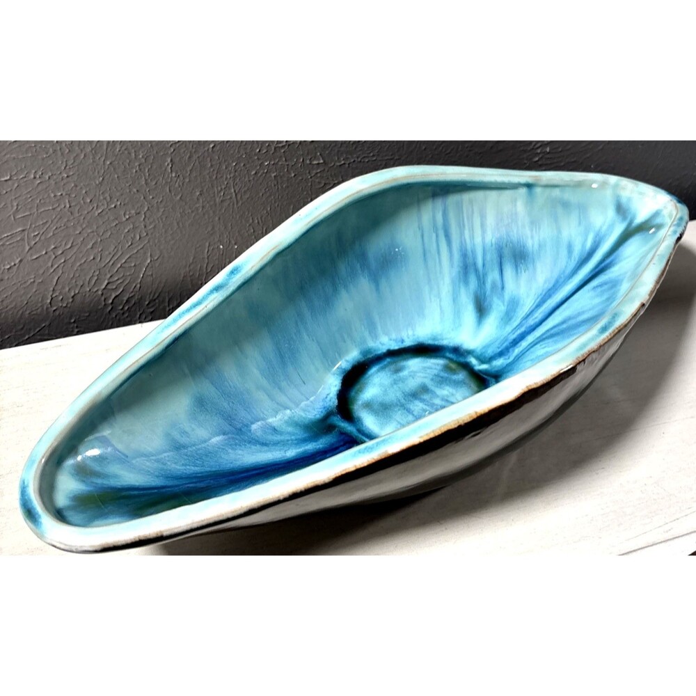 Global Views Mid-Century Modern Asymmetrical Ceramic Centerpiece Bowl